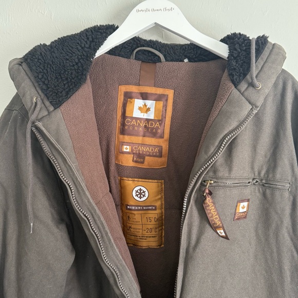 CANADA WORKGEAR Men’s Brown Heavy Barn Coat Jacket Hooded Maintains Warmth Sz XL - Picture 2 of 8